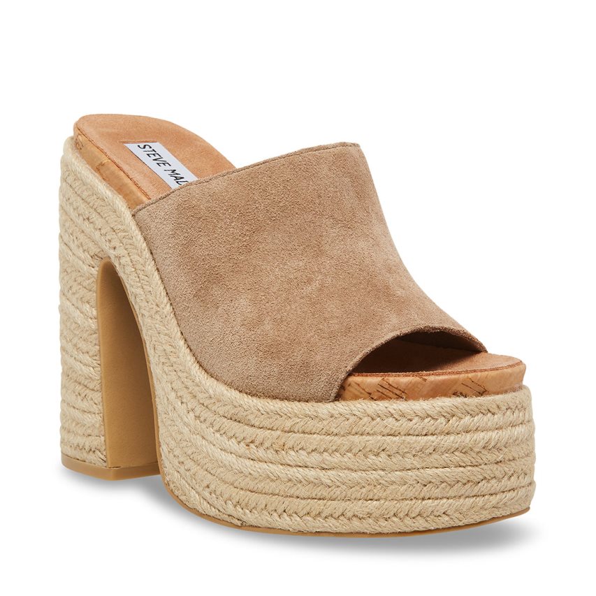 Sandalias de Plataforma Steve Madden Becca Gamuza Mujer Marrones Claro | ES JR82SE